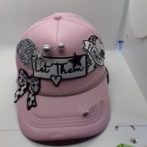 Hand Crafted Pink Hat with Embellishments